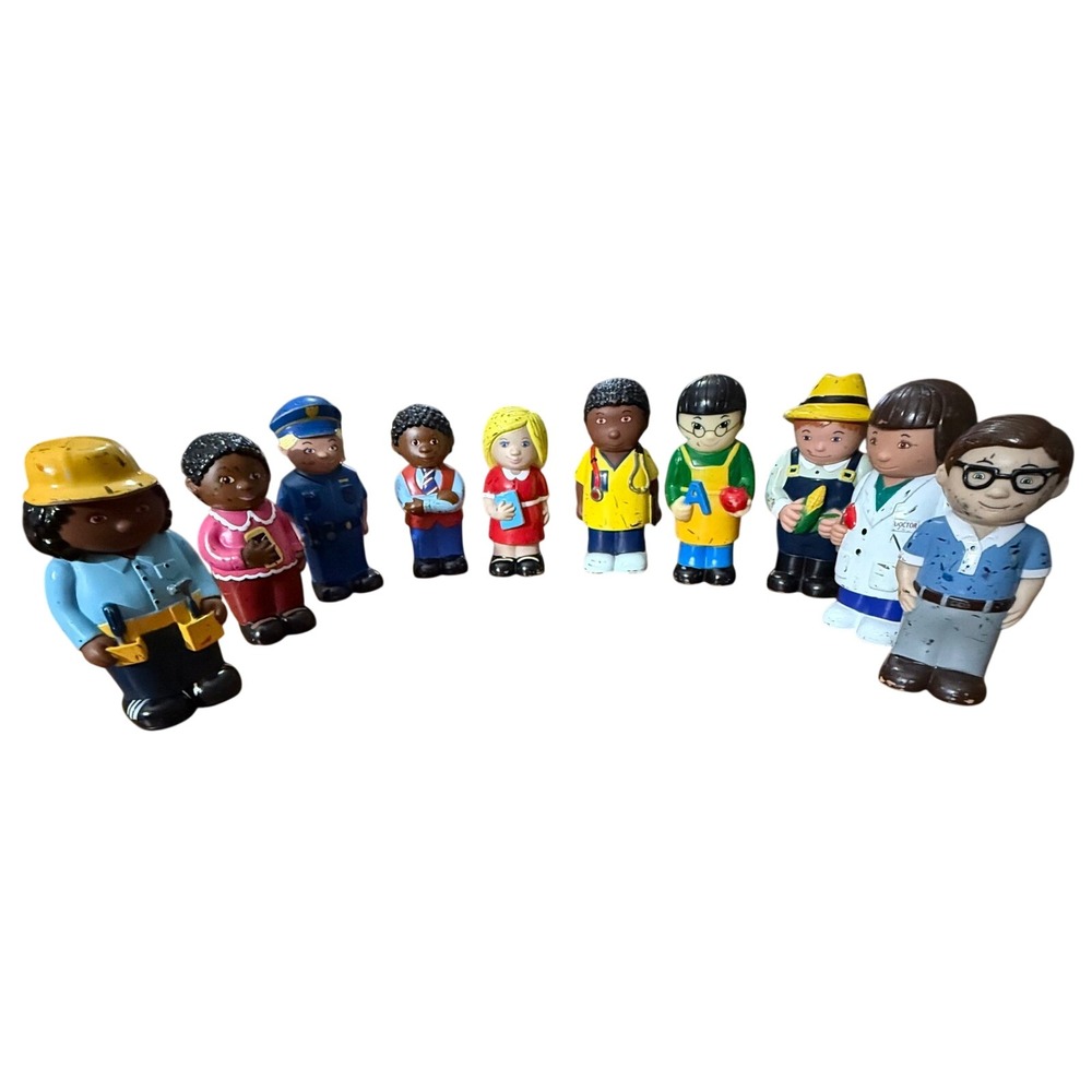 Vintage Community Helpers Career Figures Solid Rubber Toy‎ Lot of 10 Diverse Set